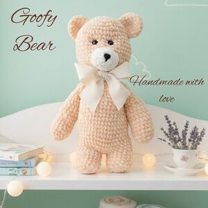 NWT Goofy Bear Handmade With Love Cream